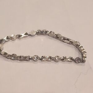 Silver Tone Crystal Link Bracelet